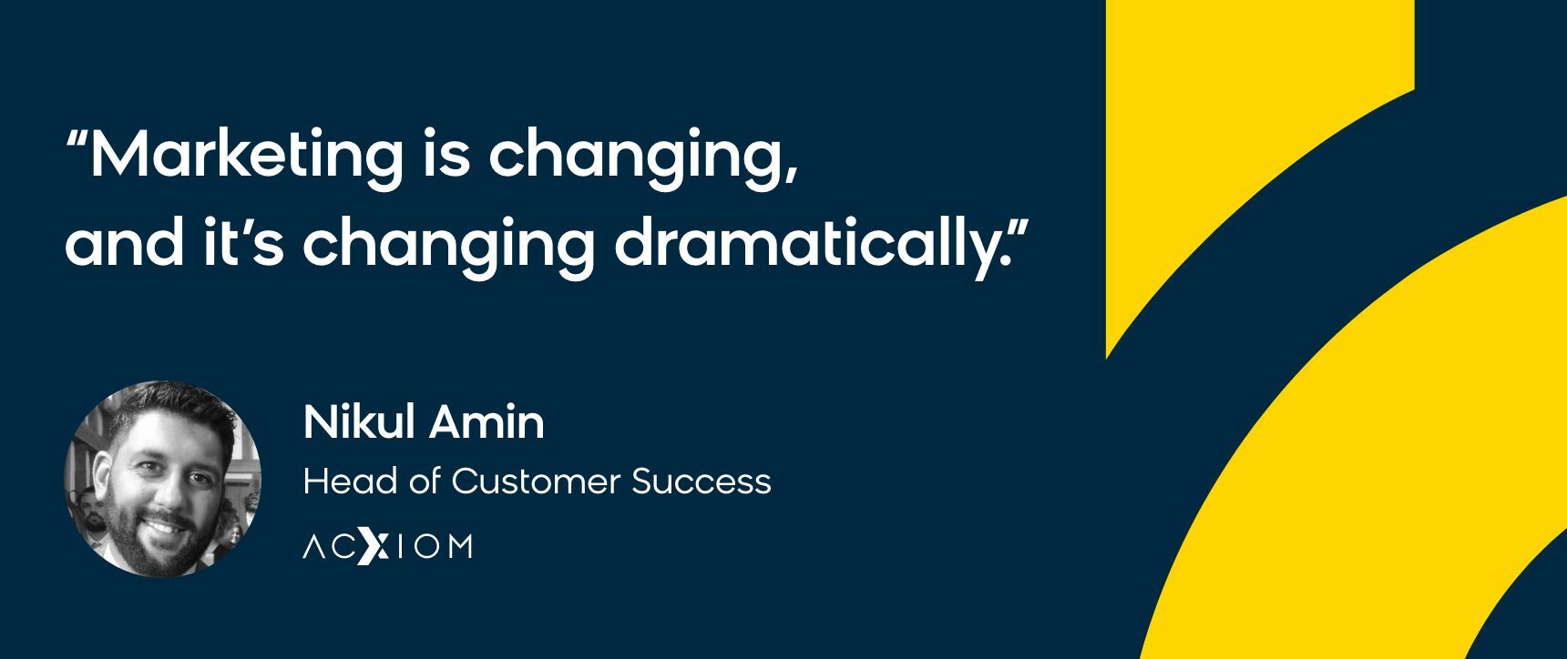 "Marketing is changing, and it's changing dramatically." Quote by Nikul Amin of Acxiom