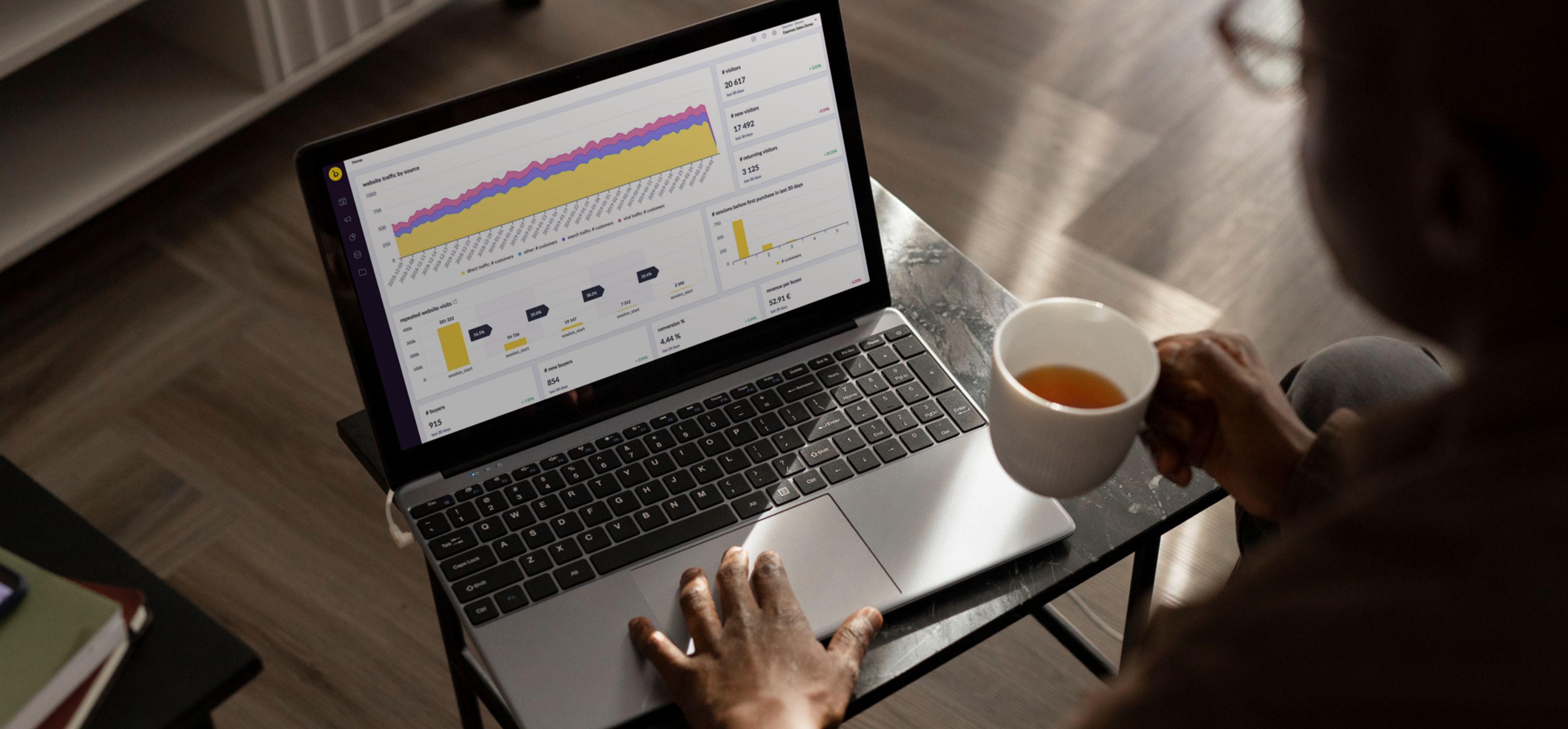 Person looking at sales data for demand forecasting with AI