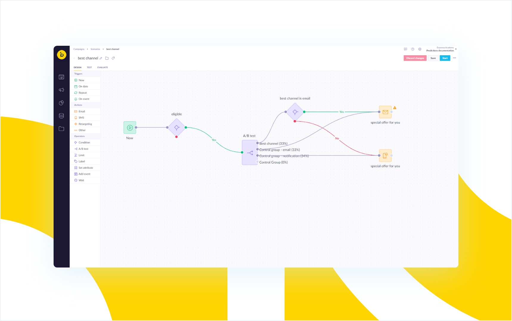 An in-platform view of Bloomreach Engagement’s best channel prediction filter that utilizes machine learning to identify the best channel for each customer