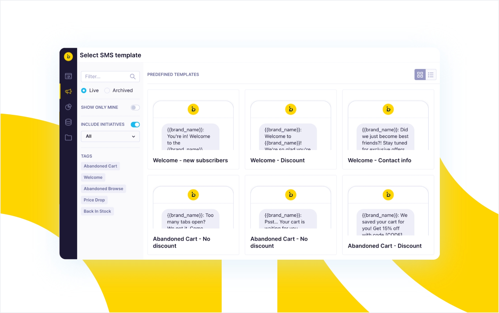 Bloomreach Engagement’s library of SMS templates for pre-built marketing campaigns