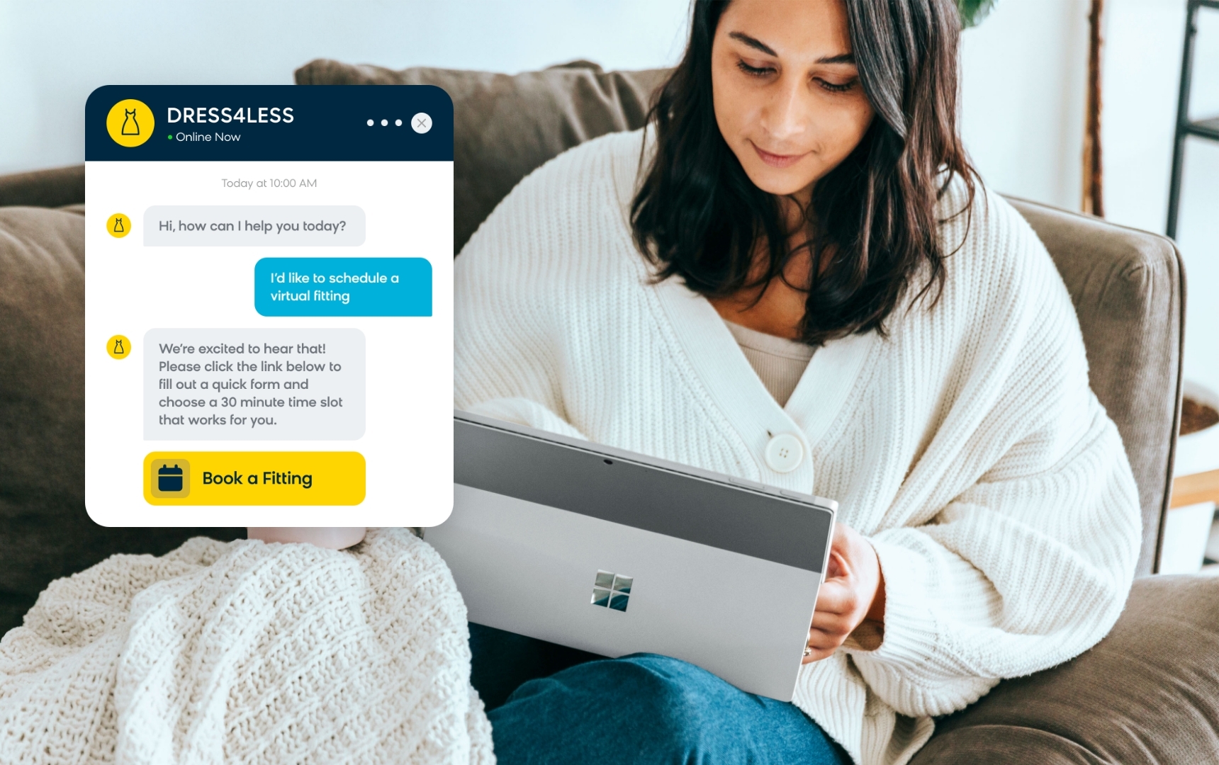 Chatbot using conversational AI to help a shopper