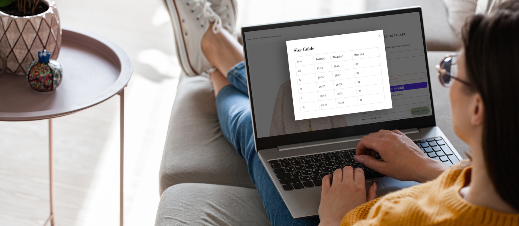 Example of using AI to show a size guide to reduce ecommerce returns