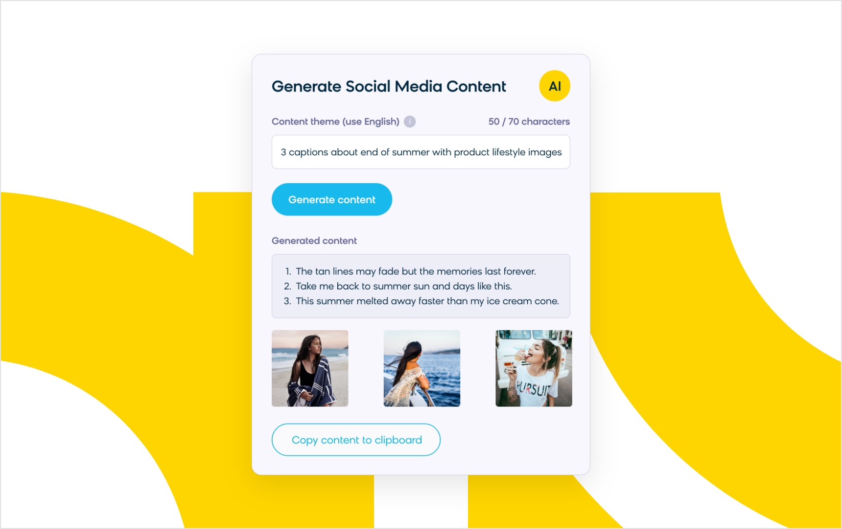 Example of using generative AI in Bloomreach to create social posts