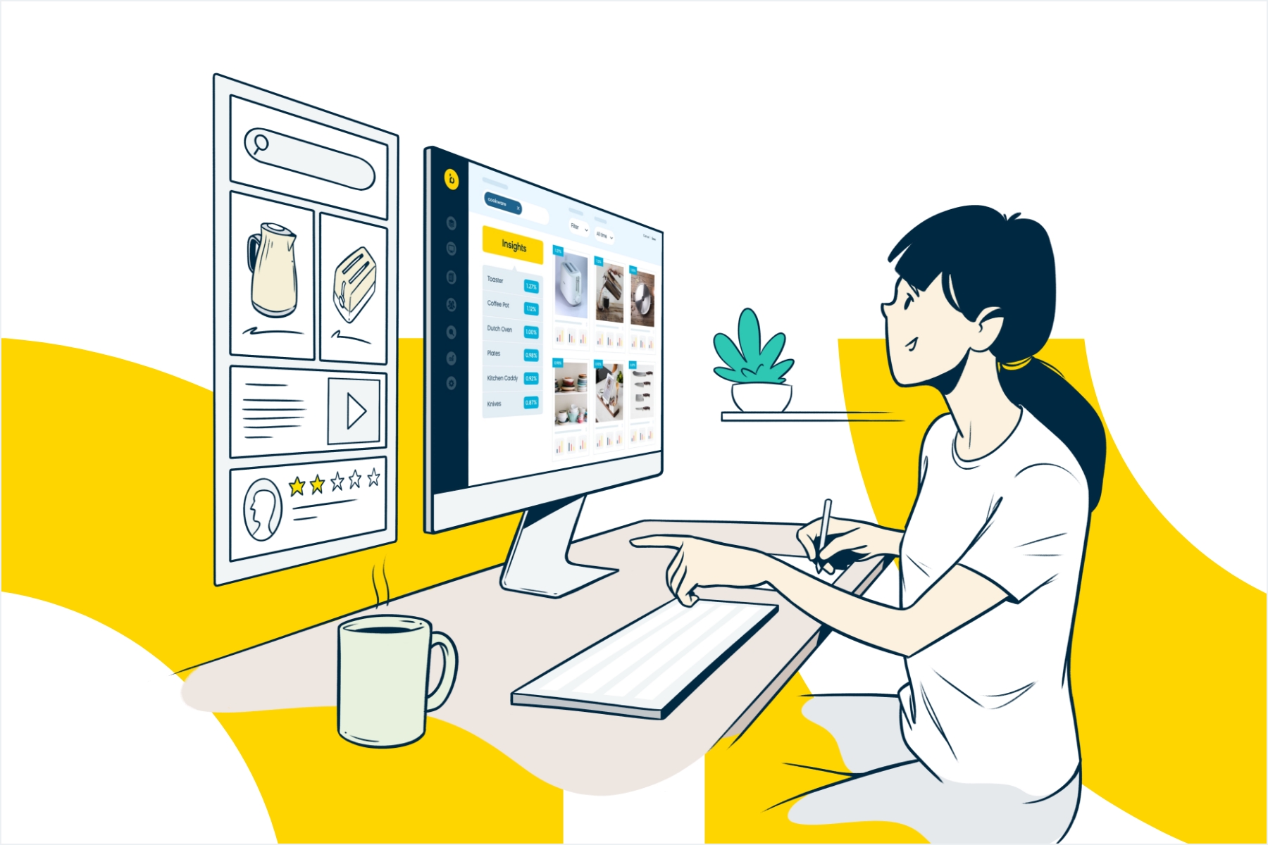 Illustration of Merchandiser Editing the Product Grid on Ecommerce Website