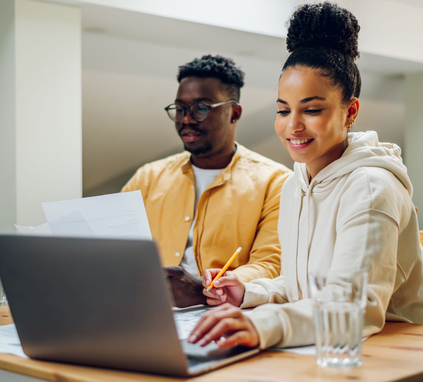 Man and woman planning an integrated marketing campaign