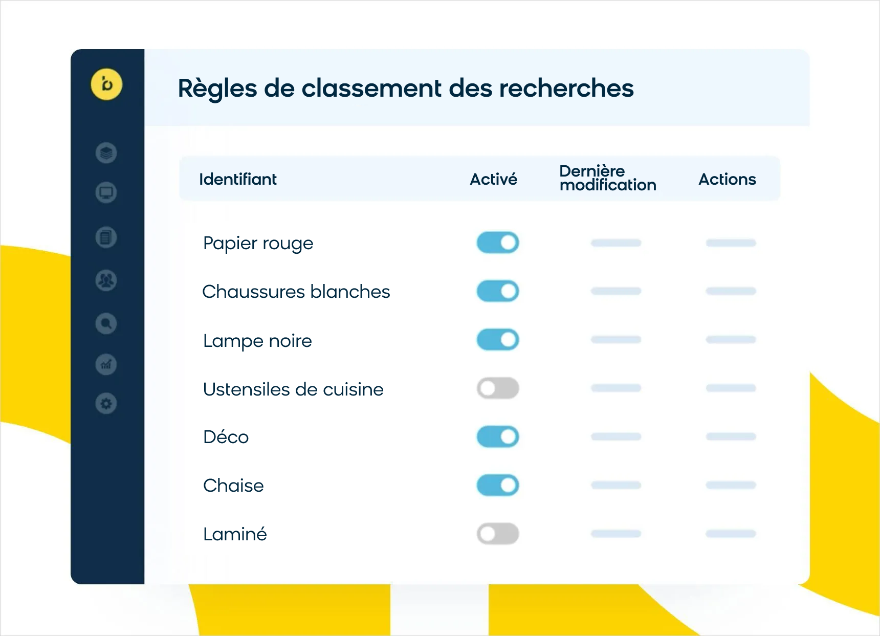 Image des règles de classement dans Bloomreach Discovery