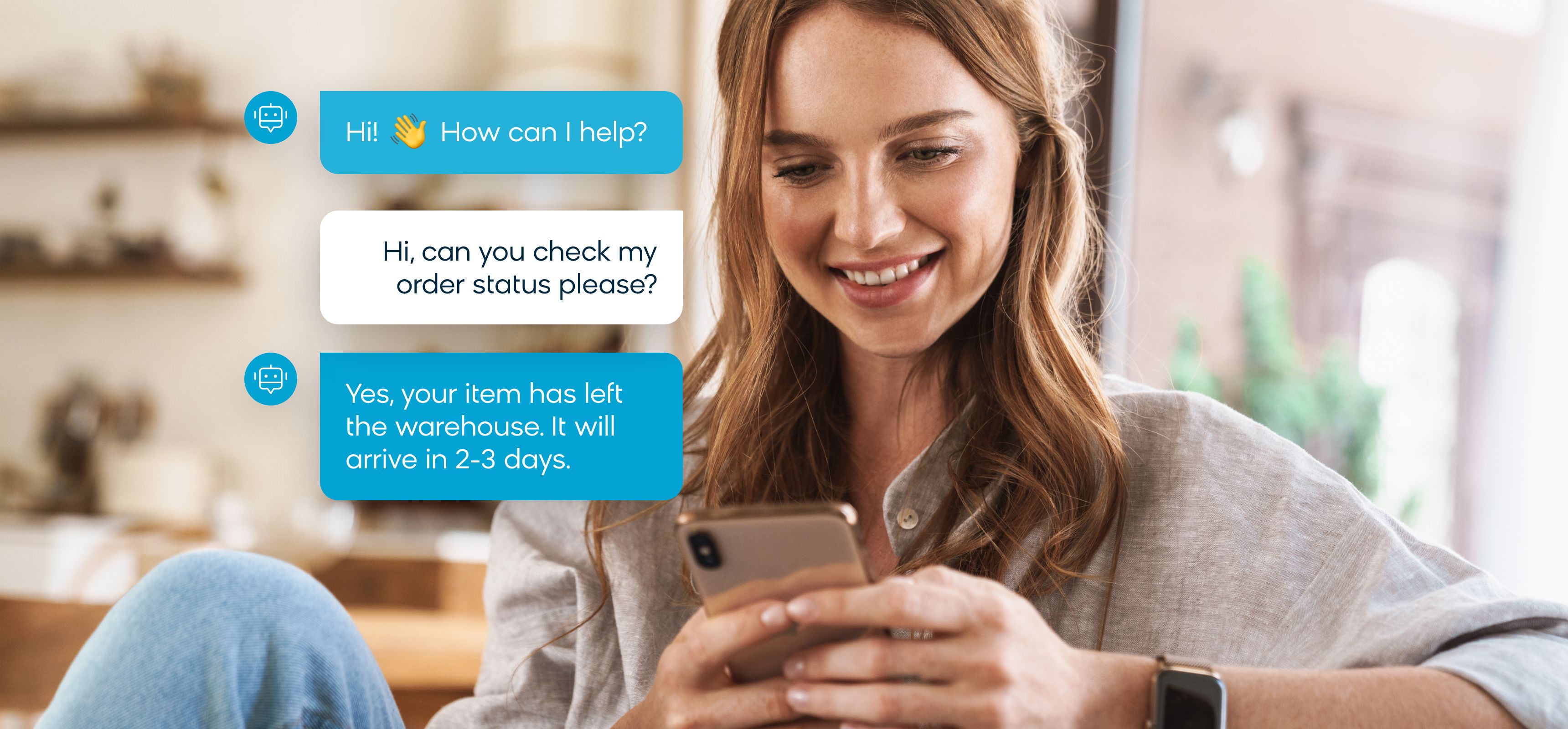 Example of AI chatbot helping a customer