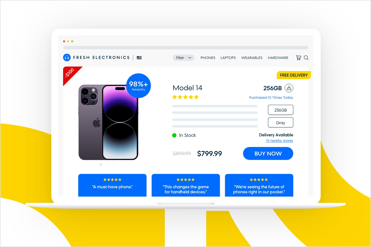 Product page with consumer psychology best practices