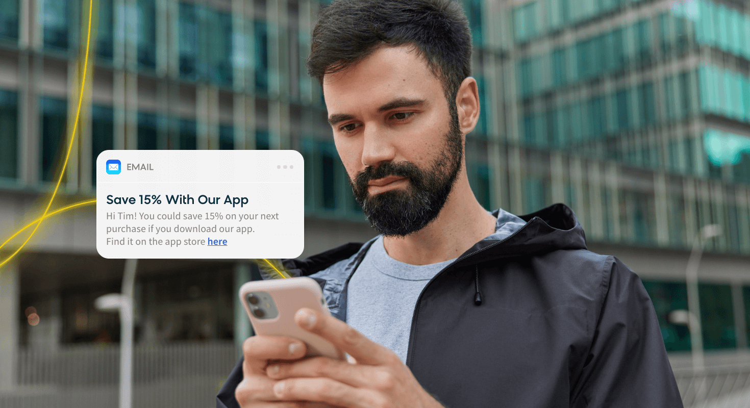 App download message sent from mobile marketing platforms