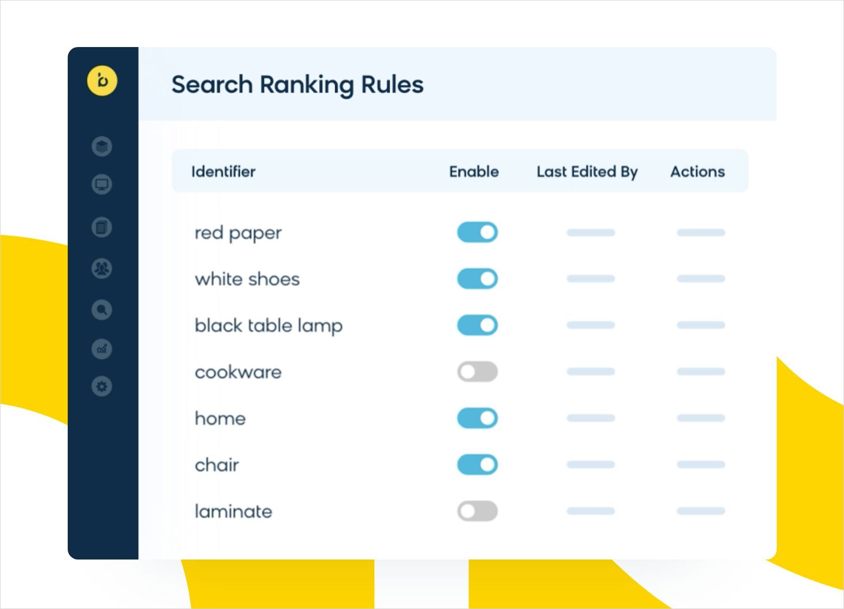 Image of ranking rules within Bloomreach Discovery