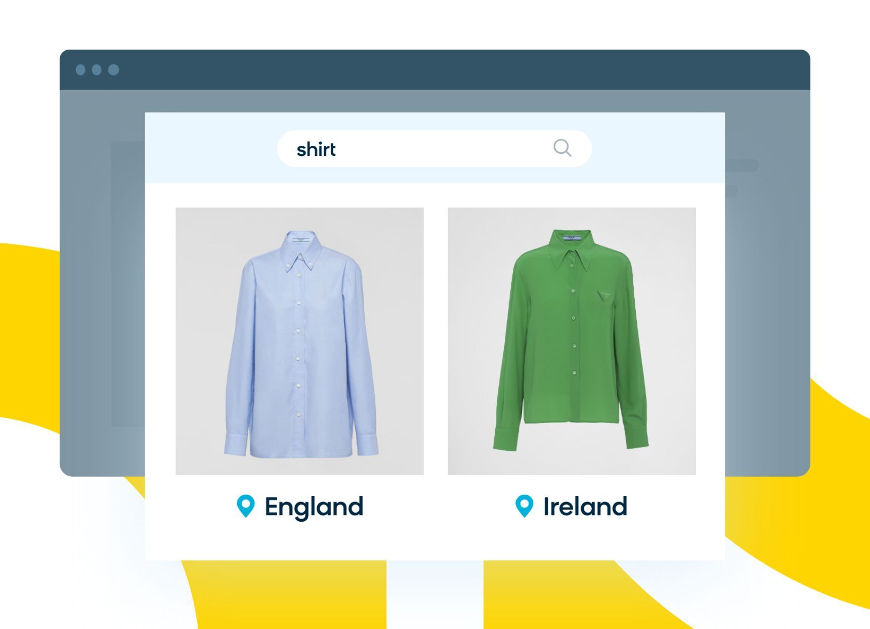 Example of Bloomreach Discovery showing different shirts for England vs. Ireland
