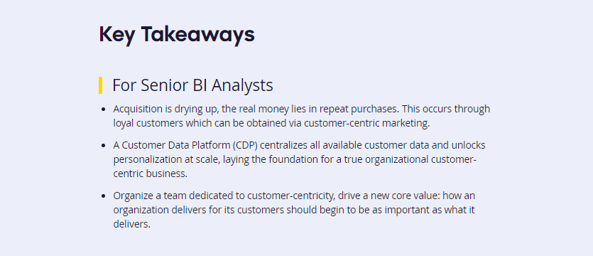 Customer-Centric Key Takeaways