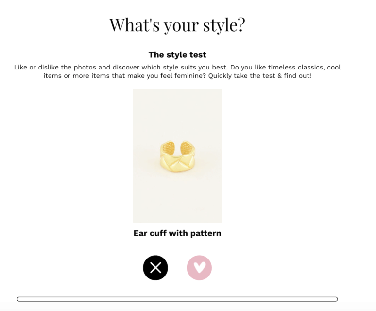 My Jewellery created a quiz using zero-party data that helps shoppers identify which products fit their own personal style