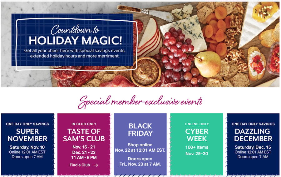 Sam's Club holiday members events