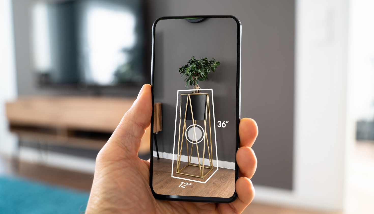 Using AR technology to preview furniture placement in a living room
