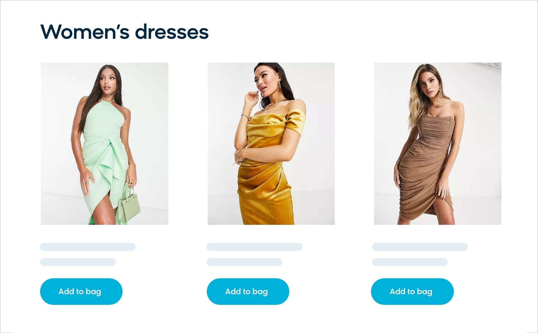 Example of personalizing search results for "women's dresses" based on customer preferences