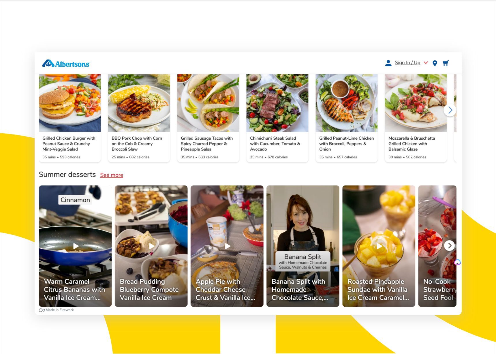 Personalized Recipe and Video Content From Client Albertsons Website