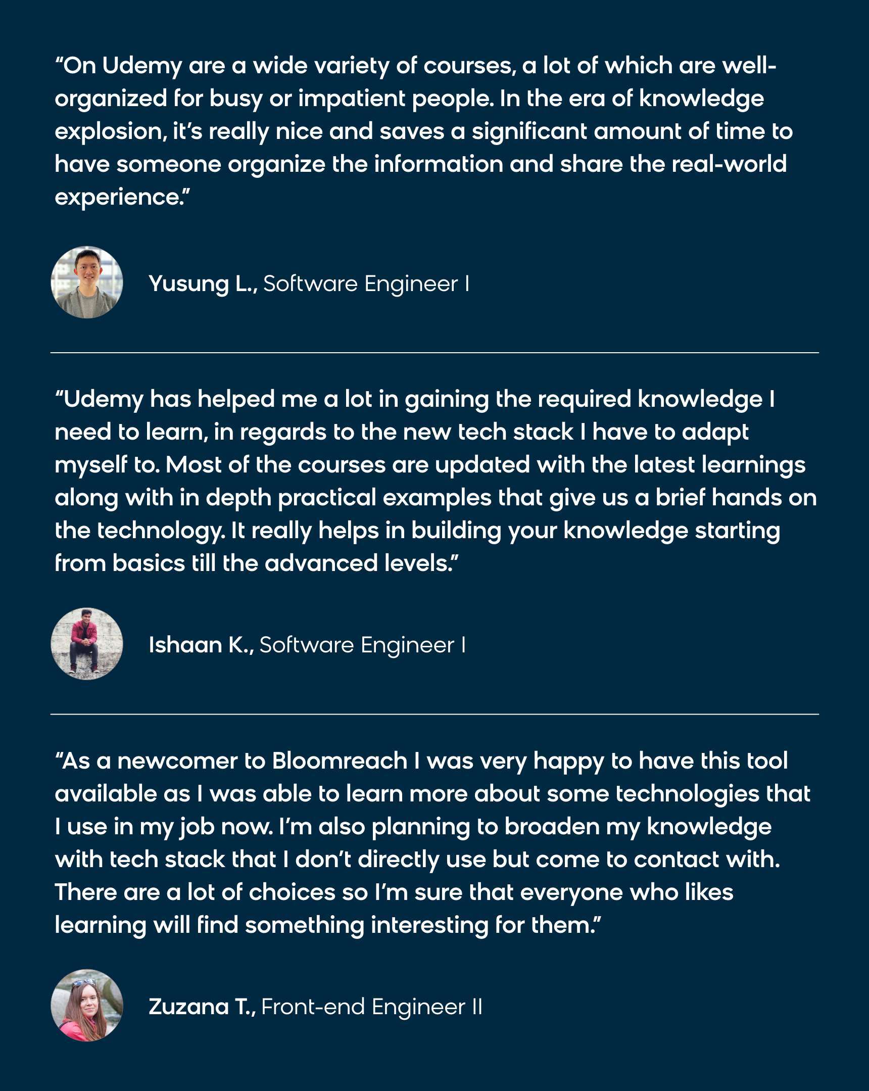 Bloomreach employees on the Udemy course offerings.