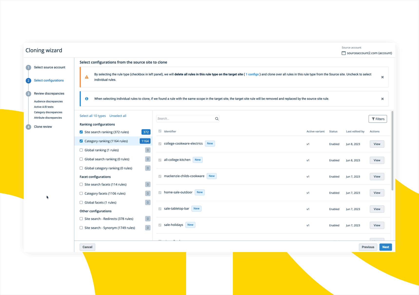 A look at the cloning configurations feature in Bloomreach Discovery