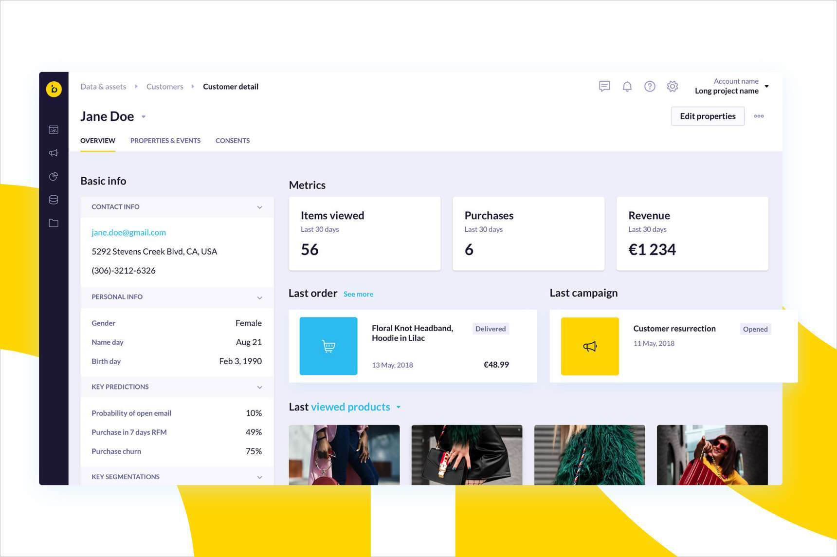 Bloomreach Engagement’s single customer view, a centralized database with customer profiles containing accurate data points for each individual who interacts with your business.