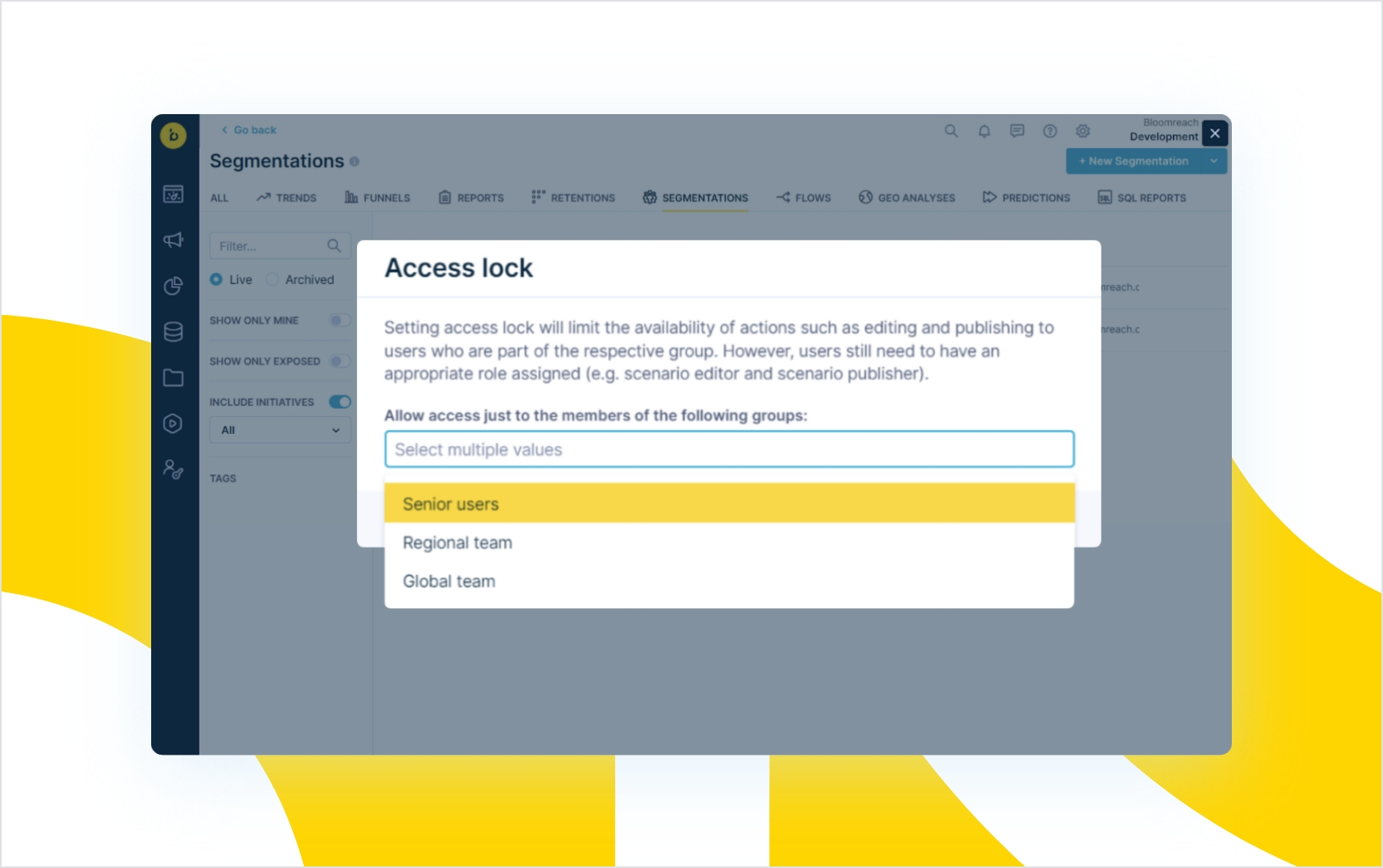 Access lock in Bloomreach Engagement